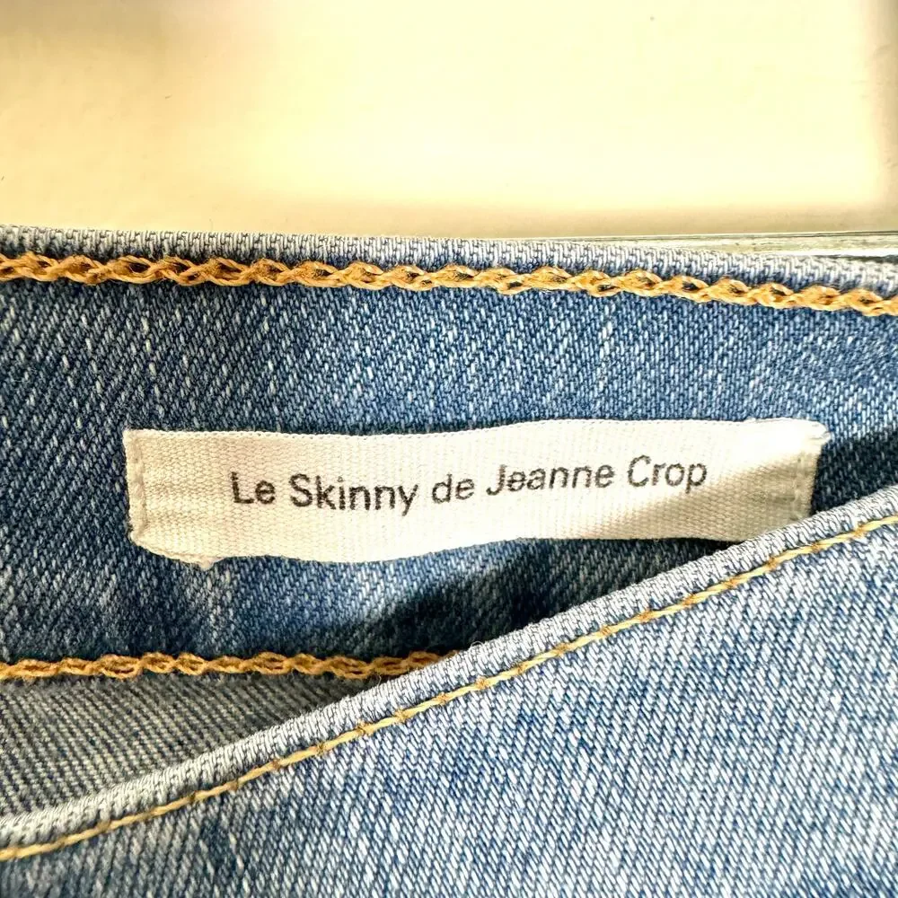 Frame Le Skinny de Jeanne Crop Jeans Womens 30 Everglade Blue Distressed Stretch - Picture 4 of 9